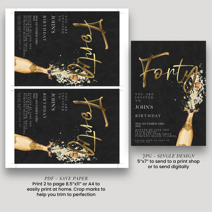 The image is a collage of two pages featuring a black background with gold text and champagne bottle graphics. The text on the pages is too small to read clearly, and there is no clear indication of the content or purpose of the image. The image does not contain any text that can be described in a clear and concise manner.