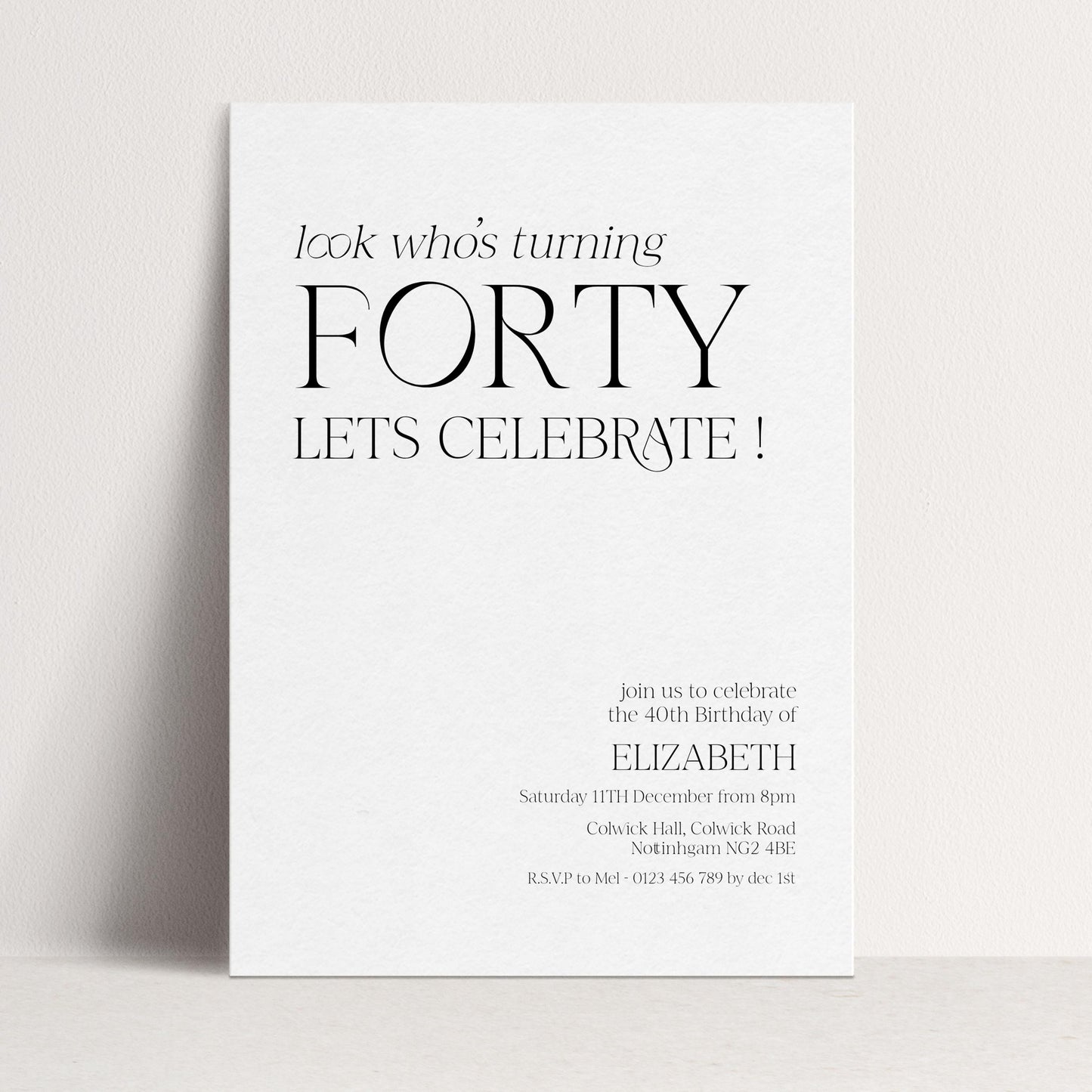 40th Birthday Invitation Woman, Look Who’s Turning Forty Invite, Black Gold Birthday Invite, Editable Corjl Template