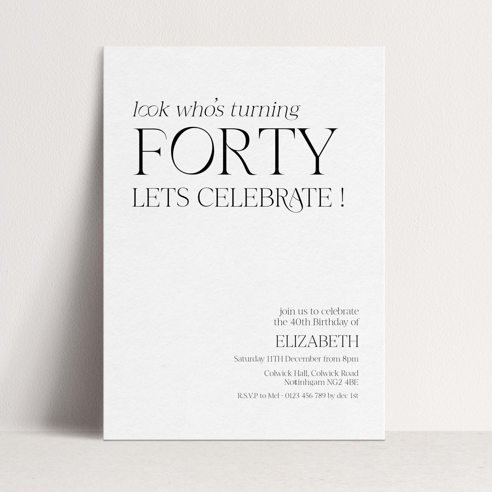 40th Birthday Invitation Woman, Look Who’s Turning Forty Invite, Black Gold Birthday Invite, Editable Corjl Template