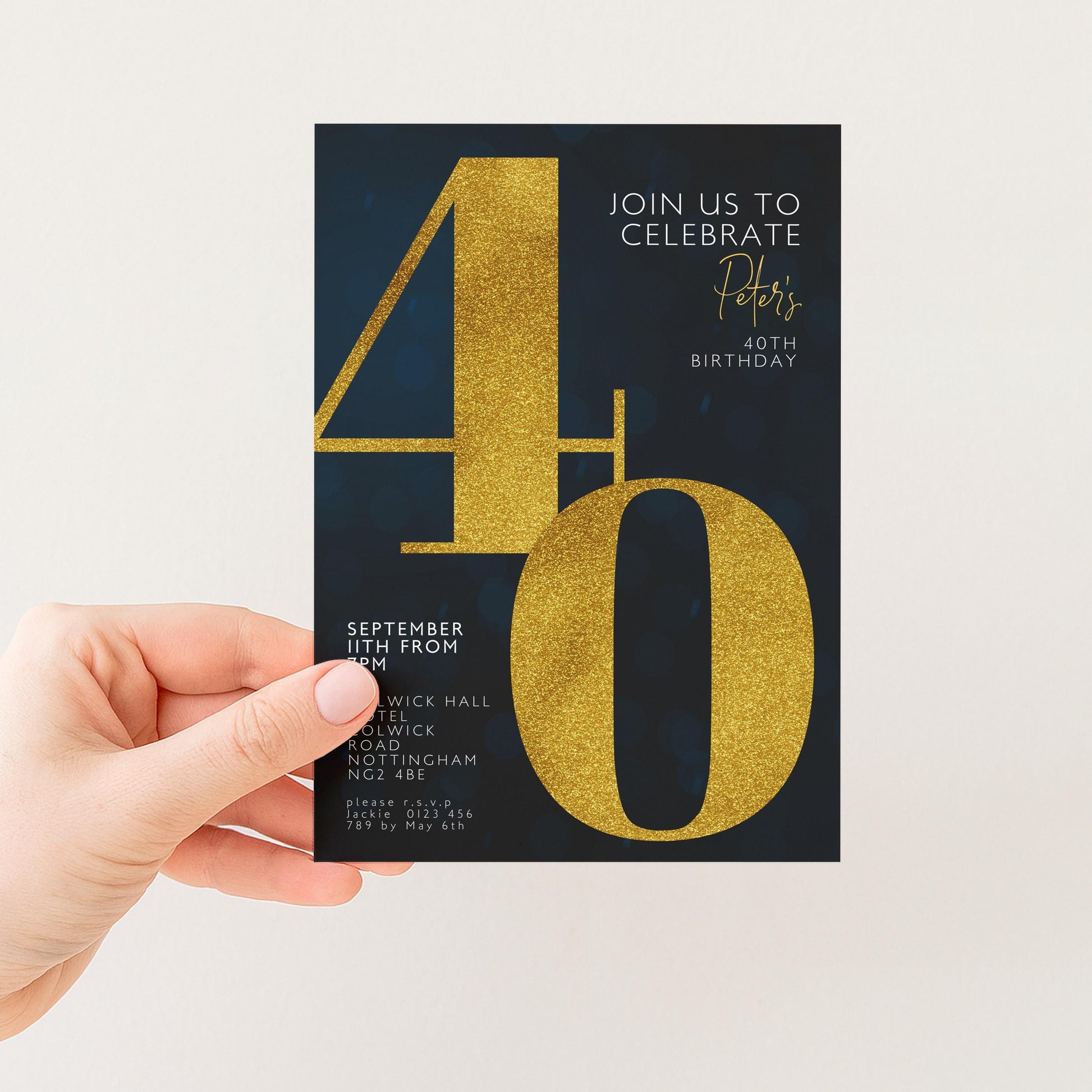 40th Birthday Invitation for Men Black Gold Editable Forty For Him Boys Men Template Corjl Instant Download