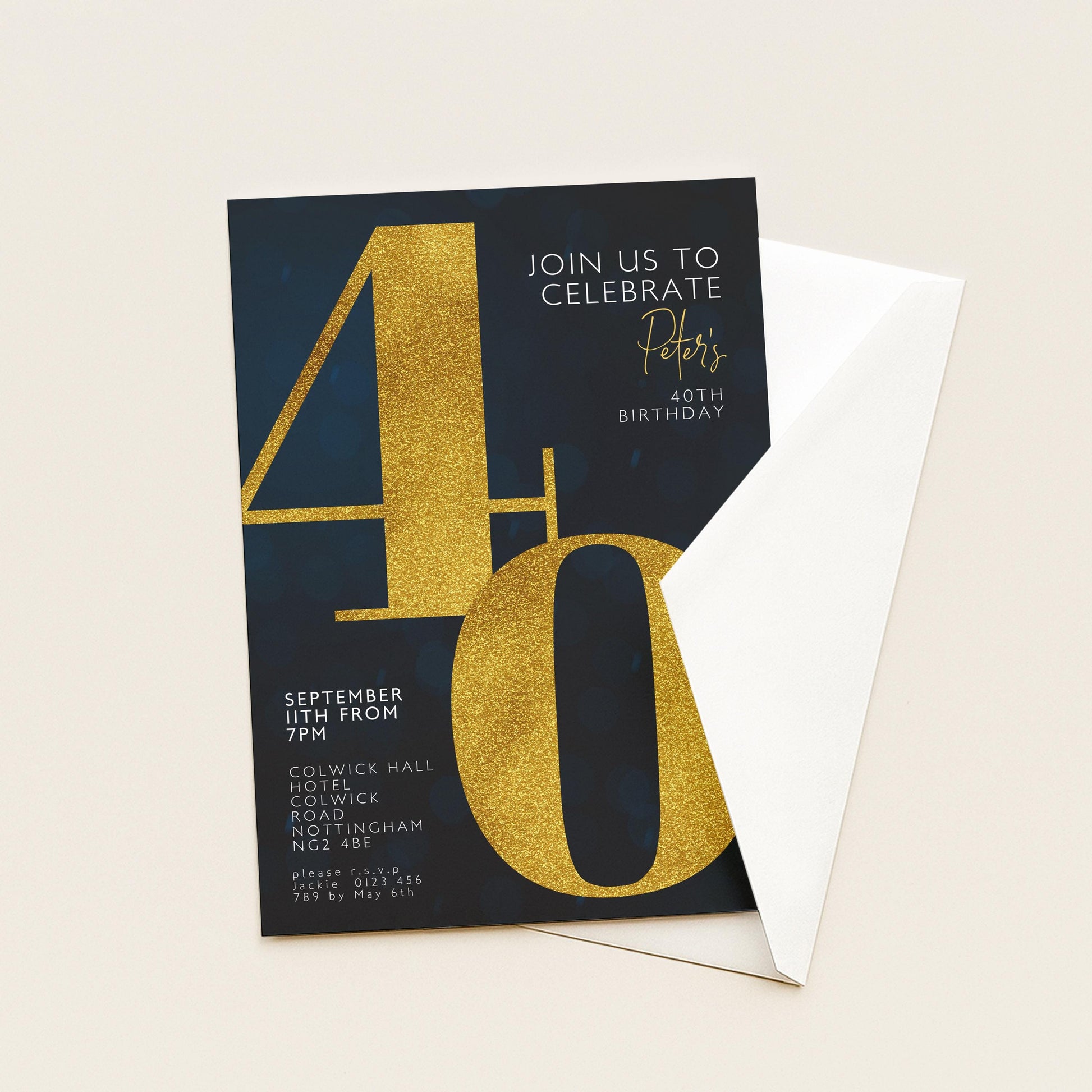 40th Birthday Invitation for Men Black Gold Editable Forty For Him Boys Men Template Corjl Instant Download