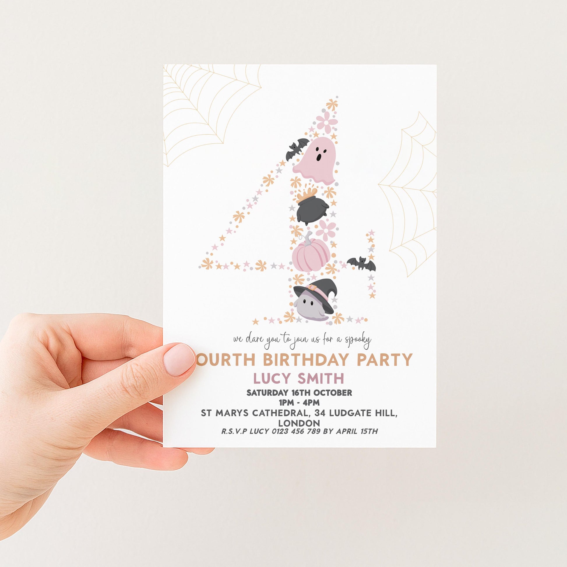 4th Birthday Downloadable Halloween Birthday Party – Editable Spooky Party Four Year Old Invitation – Instant Download for Kids Printable