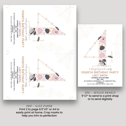4th Birthday Downloadable Halloween Birthday Party – Editable Spooky Party Four Year Old Invitation – Instant Download for Kids Printable
