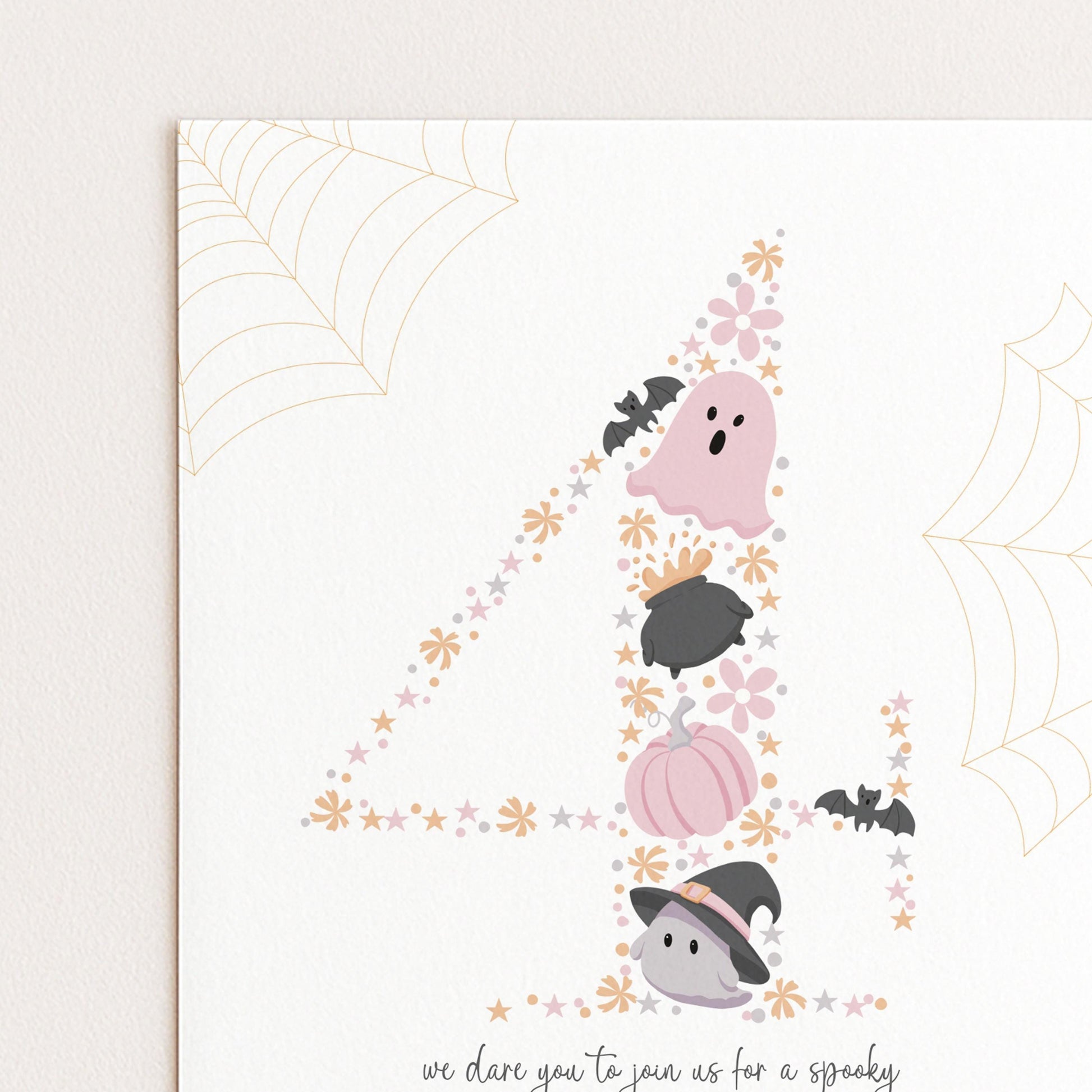 4th Birthday Downloadable Halloween Birthday Party – Editable Spooky Party Four Year Old Invitation – Instant Download for Kids Printable