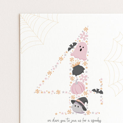 4th Birthday Downloadable Halloween Birthday Party – Editable Spooky Party Four Year Old Invitation – Instant Download for Kids Printable