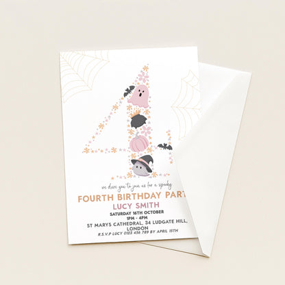 4th Birthday Downloadable Halloween Birthday Party – Editable Spooky Party Four Year Old Invitation – Instant Download for Kids Printable