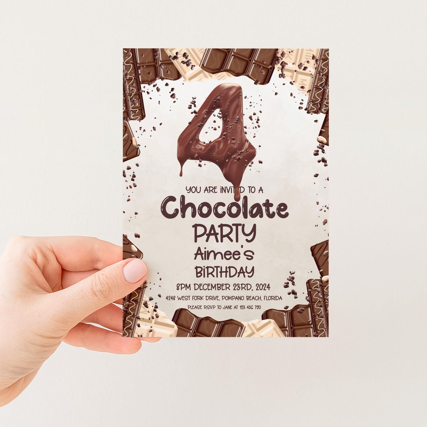 4th Chocolate Party Invitation Editable Instant Download Invite Template For Boy or For Girl Invite Printable Editable CH78