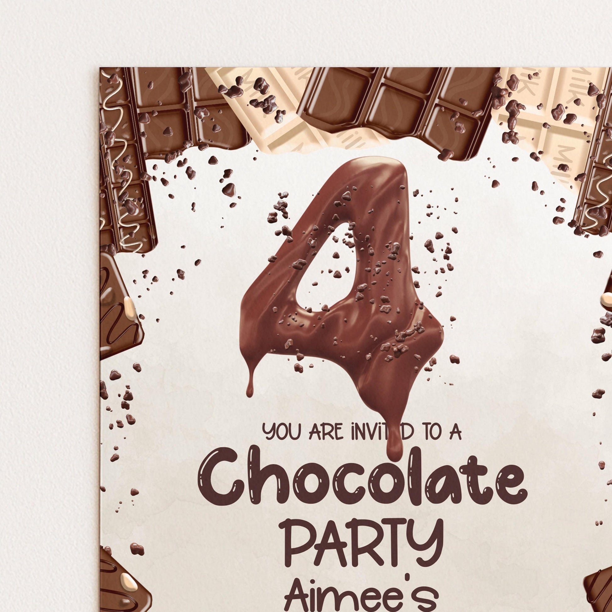 4th Chocolate Party Invitation Editable Instant Download Invite Template For Boy or For Girl Invite Printable Editable CH78