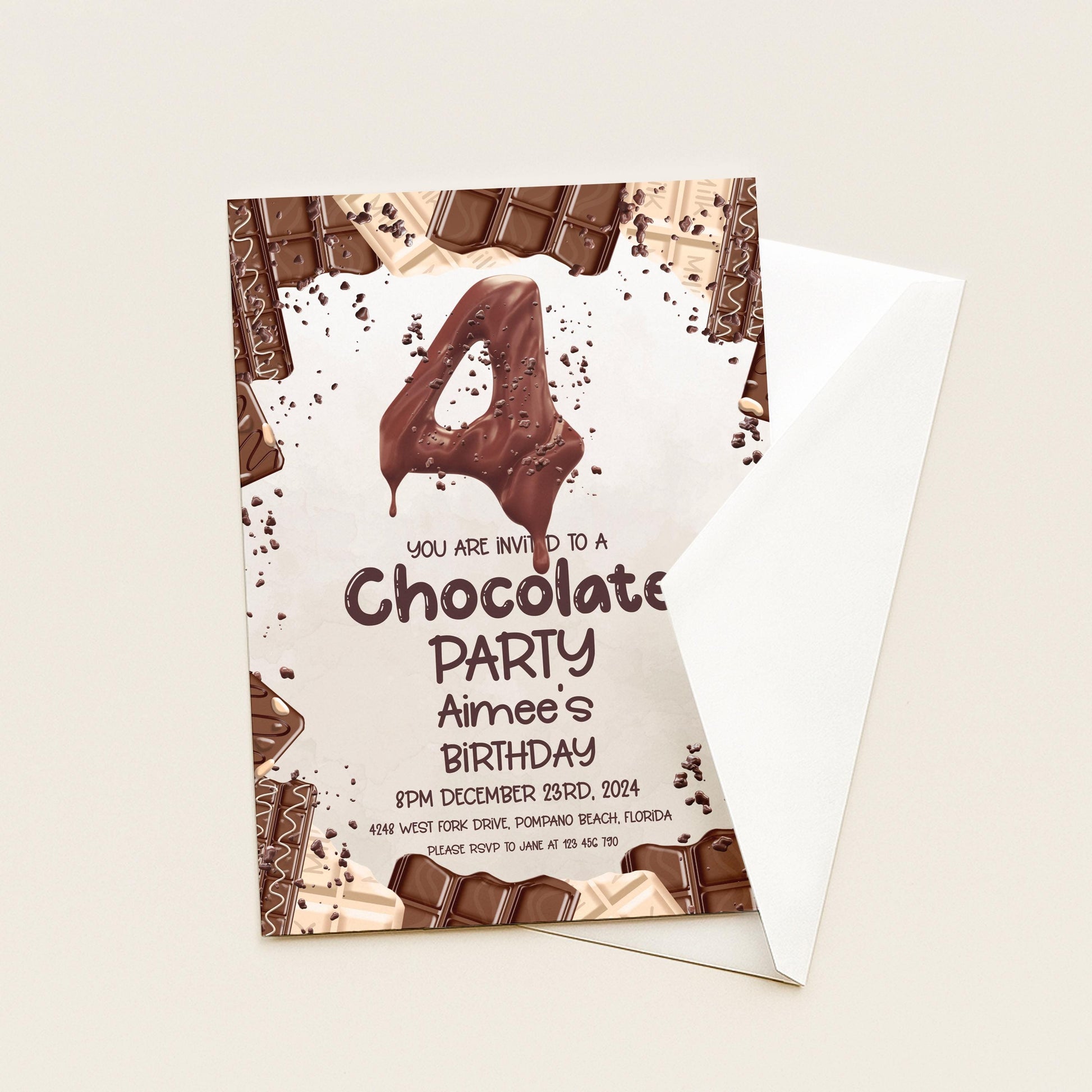 4th Chocolate Party Invitation Editable Instant Download Invite Template For Boy or For Girl Invite Printable Editable CH78