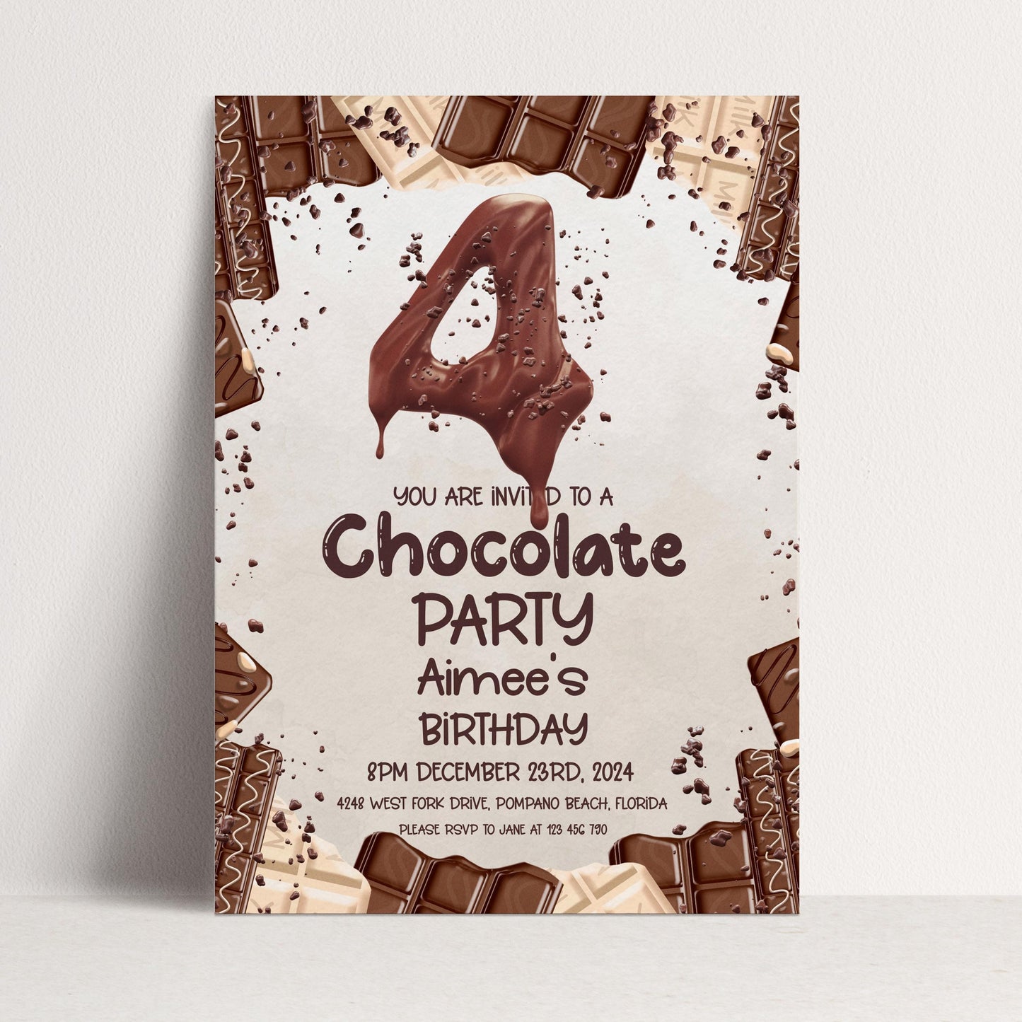 4th Chocolate Party Invitation Editable Instant Download Invite Template For Boy or For Girl Invite Printable Editable CH78
