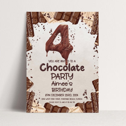 4th Chocolate Party Invitation Editable Instant Download Invite Template For Boy or For Girl Invite Printable Editable CH78