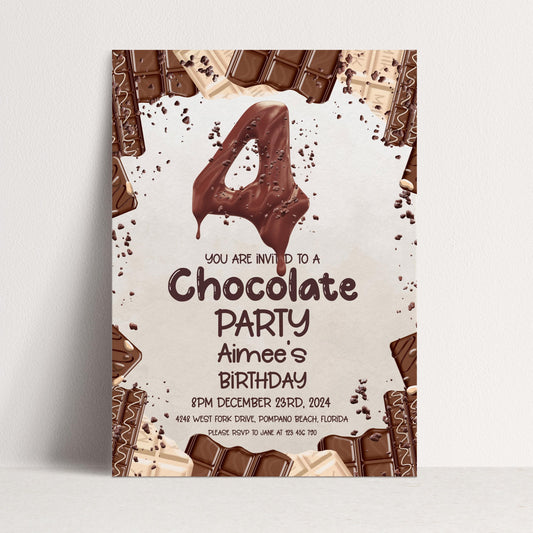 4th Chocolate Party Invitation Editable Instant Download Invite Template For Boy or For Girl Invite Printable Editable CH78