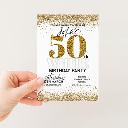 All White Party Invitation Bling Bling All White Birthday Bash All White Birthday Bash White Gold Glitter Party Editable to Any Age
