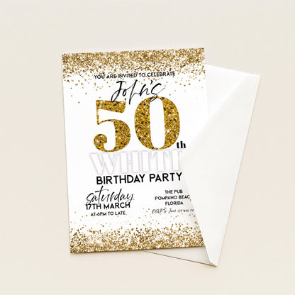 All White Party Invitation Bling Bling All White Birthday Bash All White Birthday Bash White Gold Glitter Party Editable to Any Age