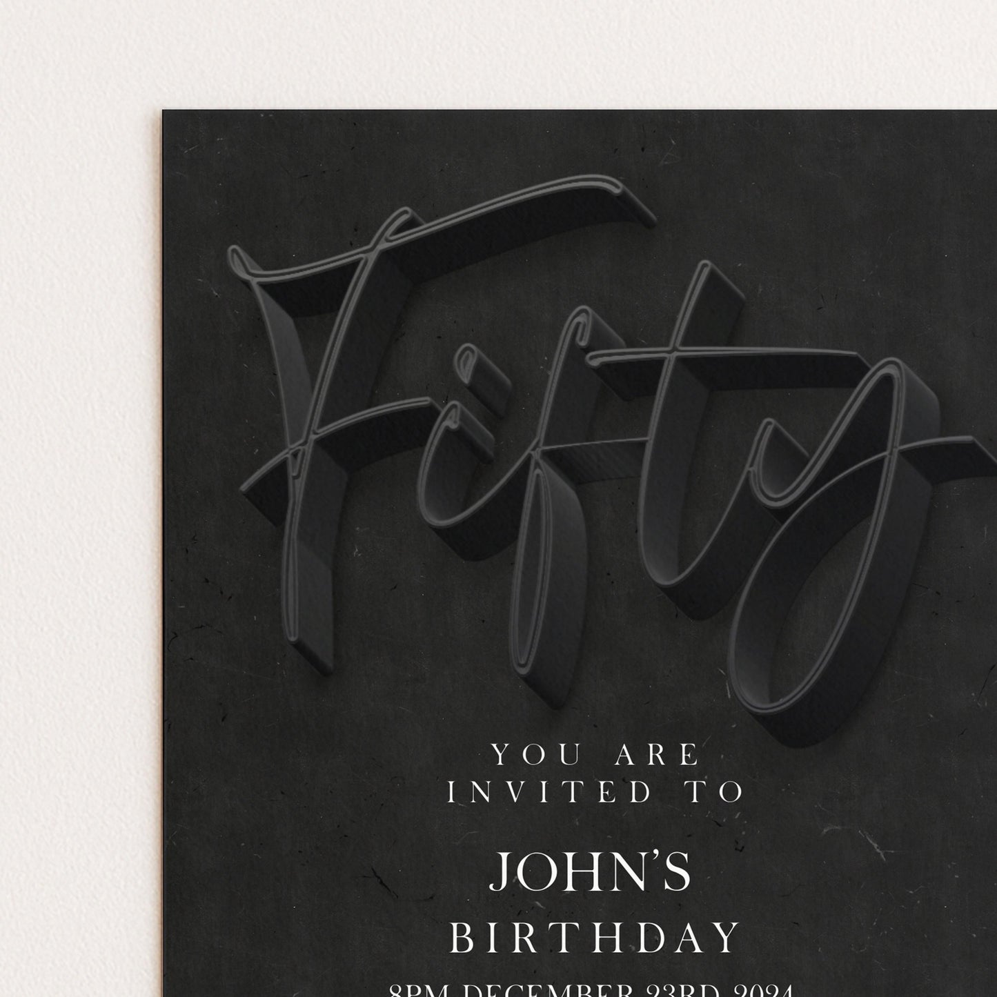 50th Birthday Invitation Editable 50th invite Black invitation Simple Elegant For Him or Her Instant Download Printable SE19