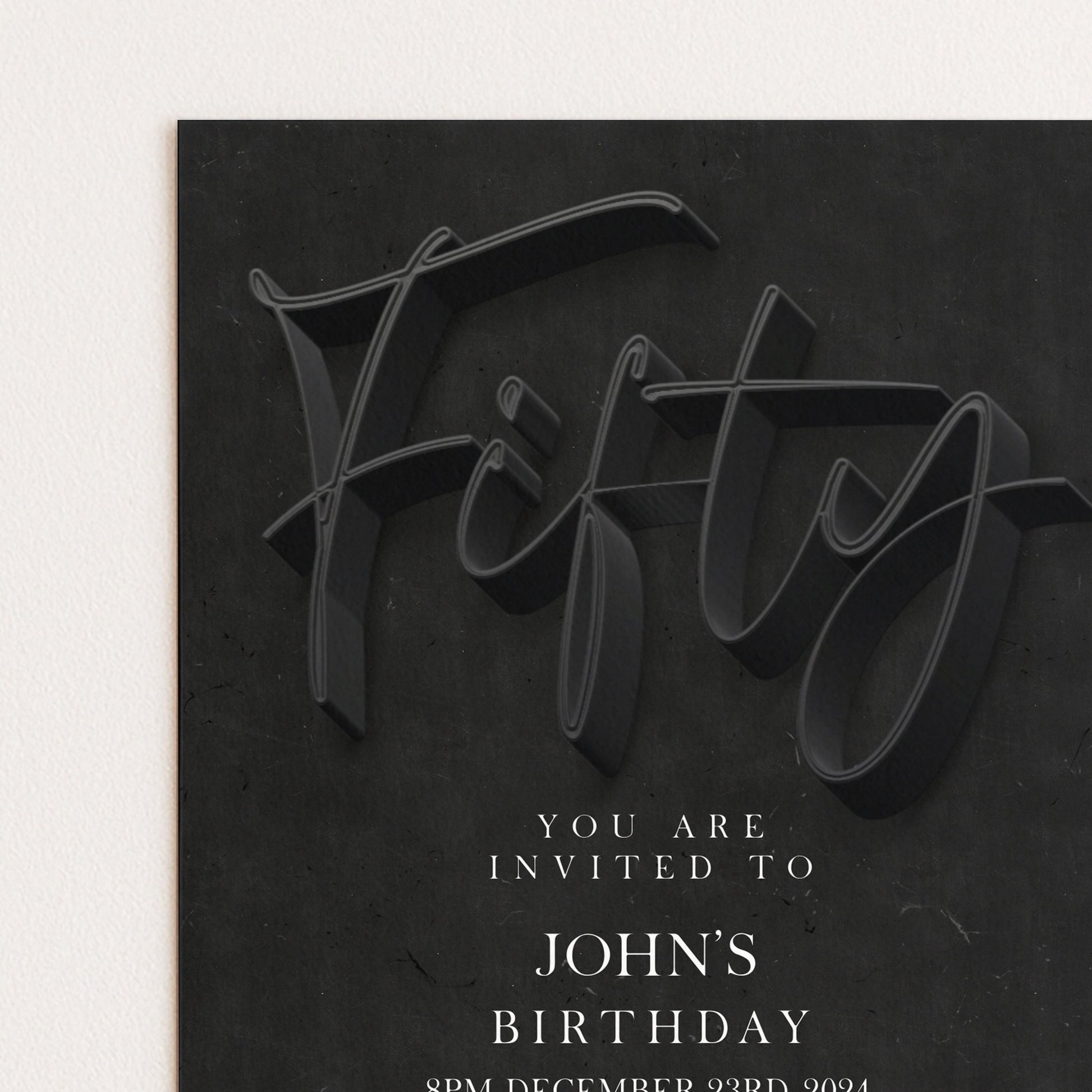 50th Birthday Invitation Editable 50th invite Black invitation Simple Elegant For Him or Her Instant Download Printable SE19