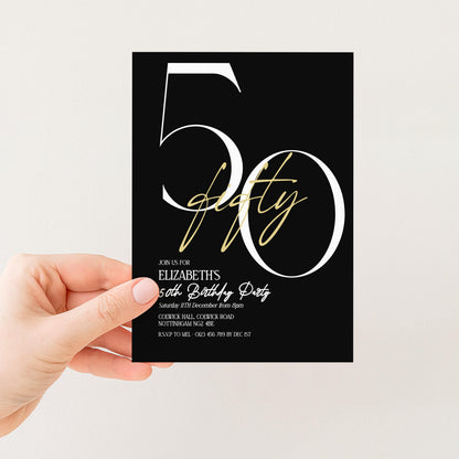 50th Birthday Invitation, Minimalist Fifty Party Invite, Editable Template Printable Digital Download