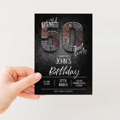 50th Birthday Invitation for Man Not Old Just Rusty Editable Forty For Him Boys Men Template Corjl Instant Download