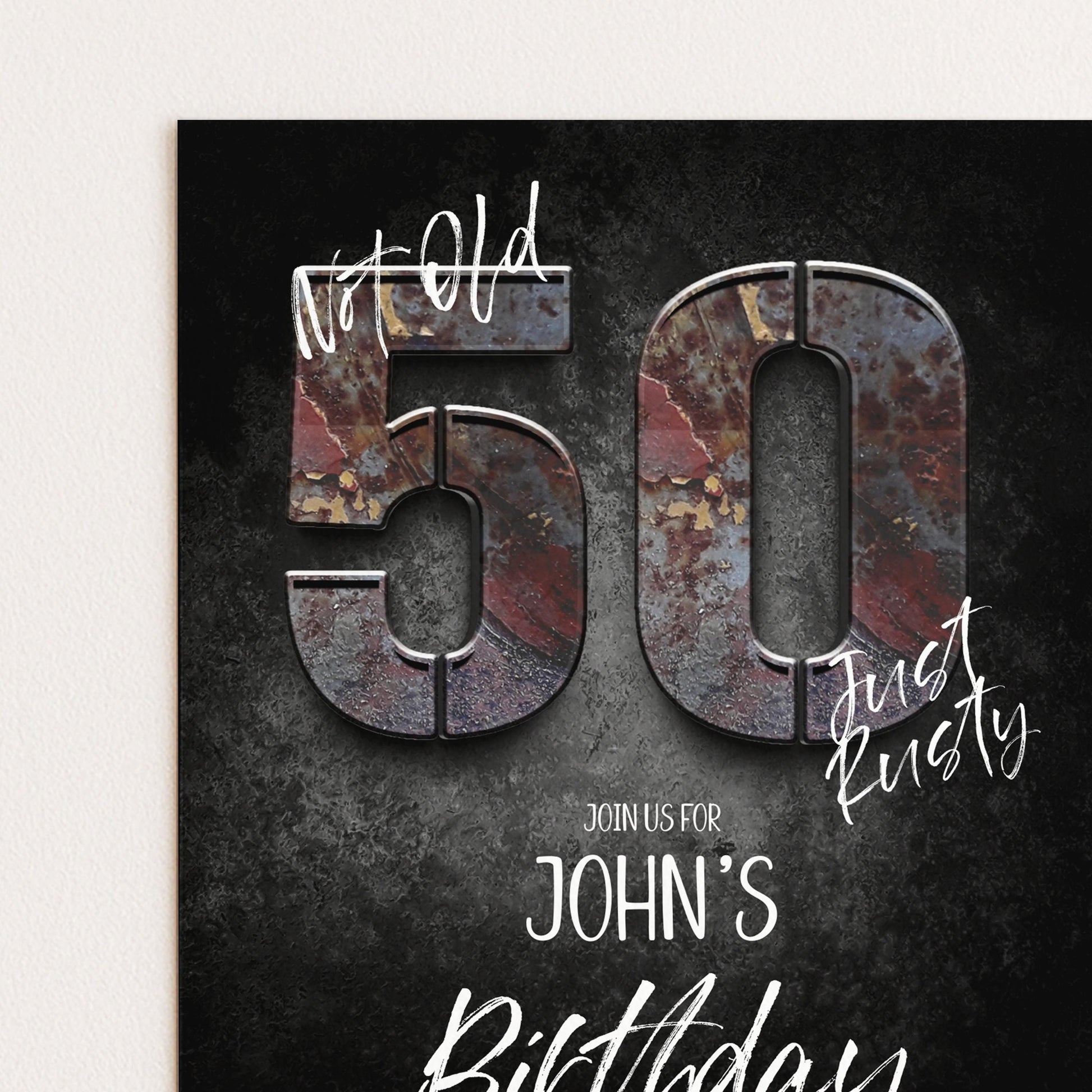 50th Birthday Invitation for Man Not Old Just Rusty Editable Forty For Him Boys Men Template Corjl Instant Download