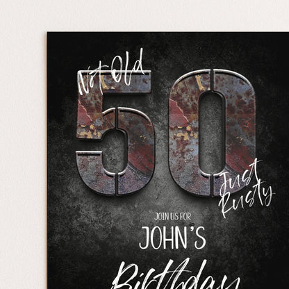 50th Birthday Invitation for Man Not Old Just Rusty Editable Forty For Him Boys Men Template Corjl Instant Download