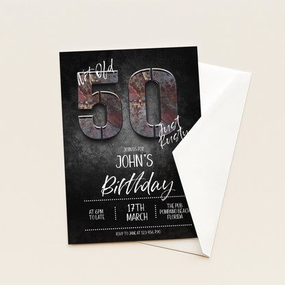 50th Birthday Invitation for Man Not Old Just Rusty Editable Forty For Him Boys Men Template Corjl Instant Download