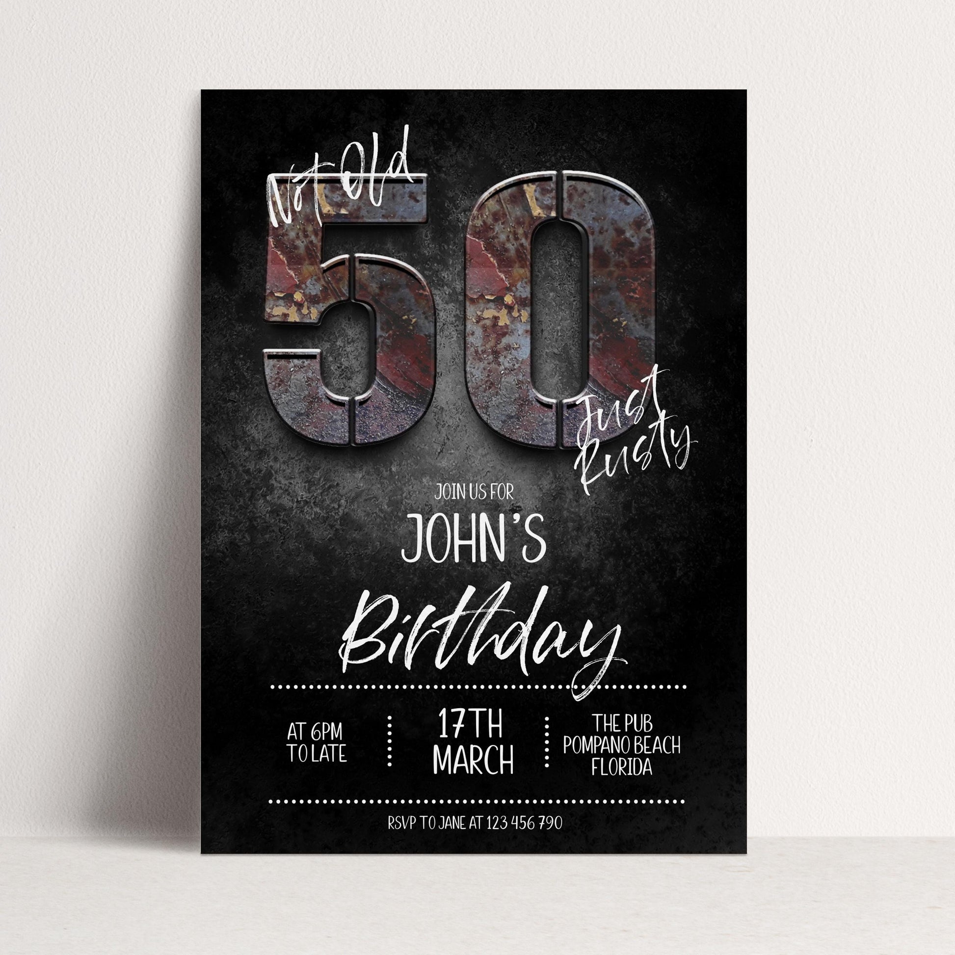 50th Birthday Invitation for Man Not Old Just Rusty Editable Forty For Him Boys Men Template Corjl Instant Download