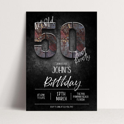 50th Birthday Invitation for Man Not Old Just Rusty Editable Forty For Him Boys Men Template Corjl Instant Download