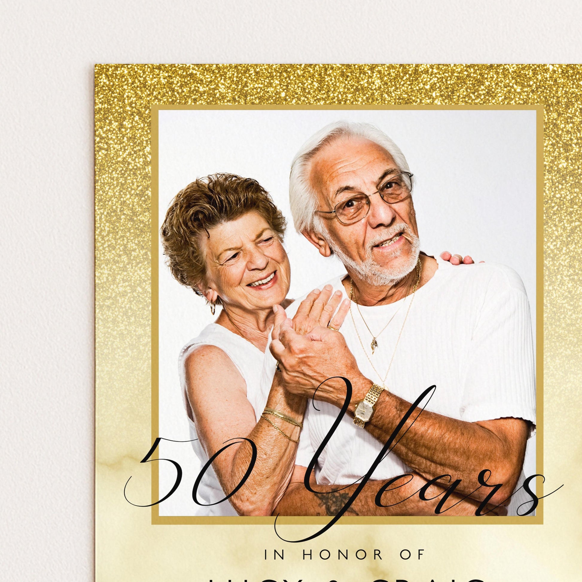 50th Wedding Anniversary Party Invitation Editable Add Your Own Photo Glitter Marble Golden Anniversary Invitation 50 Years Instant Download
