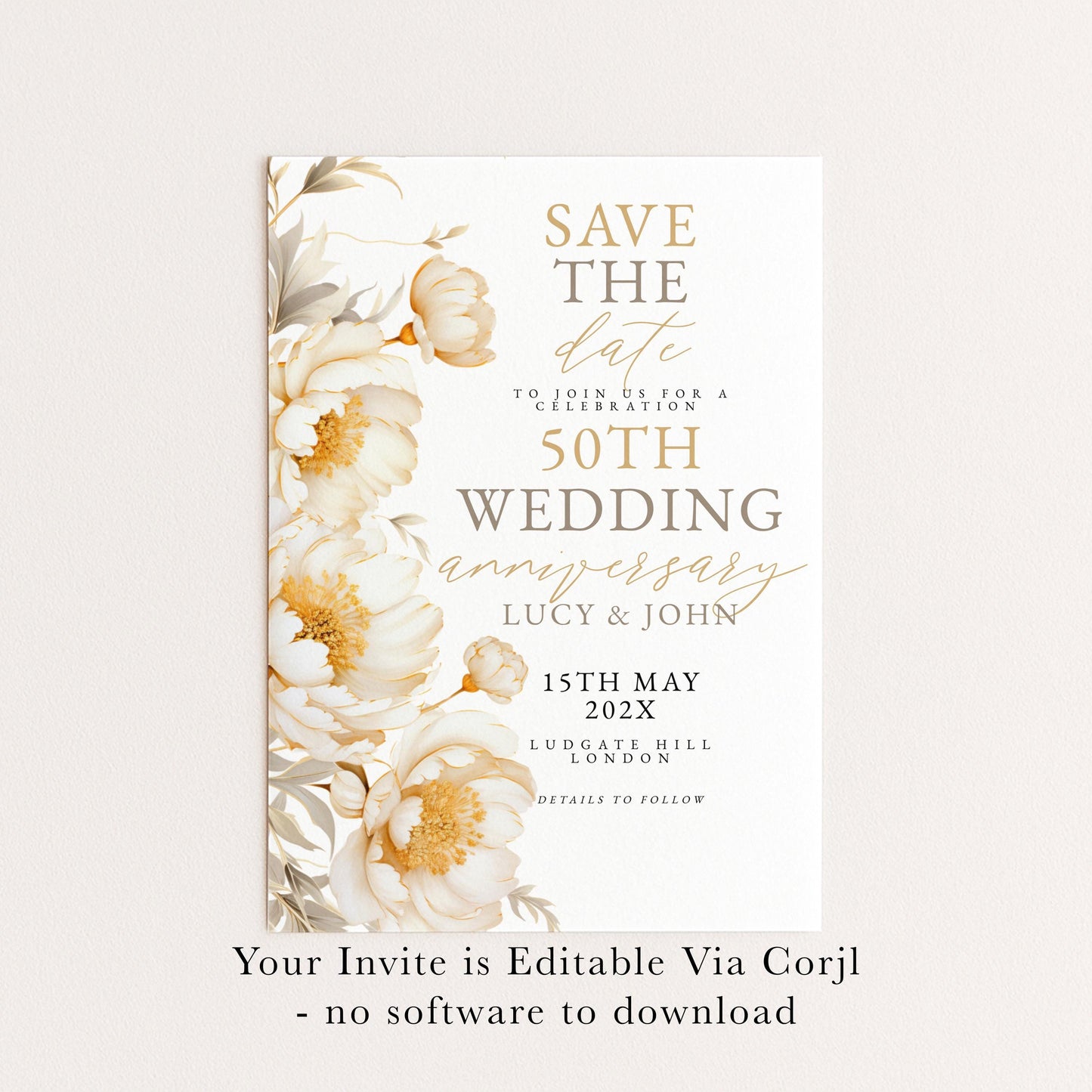Save the date to join us for a 50th wedding anniversary