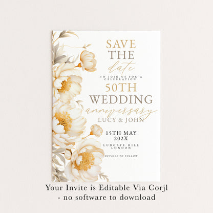 Save the date to join us for a 50th wedding anniversary