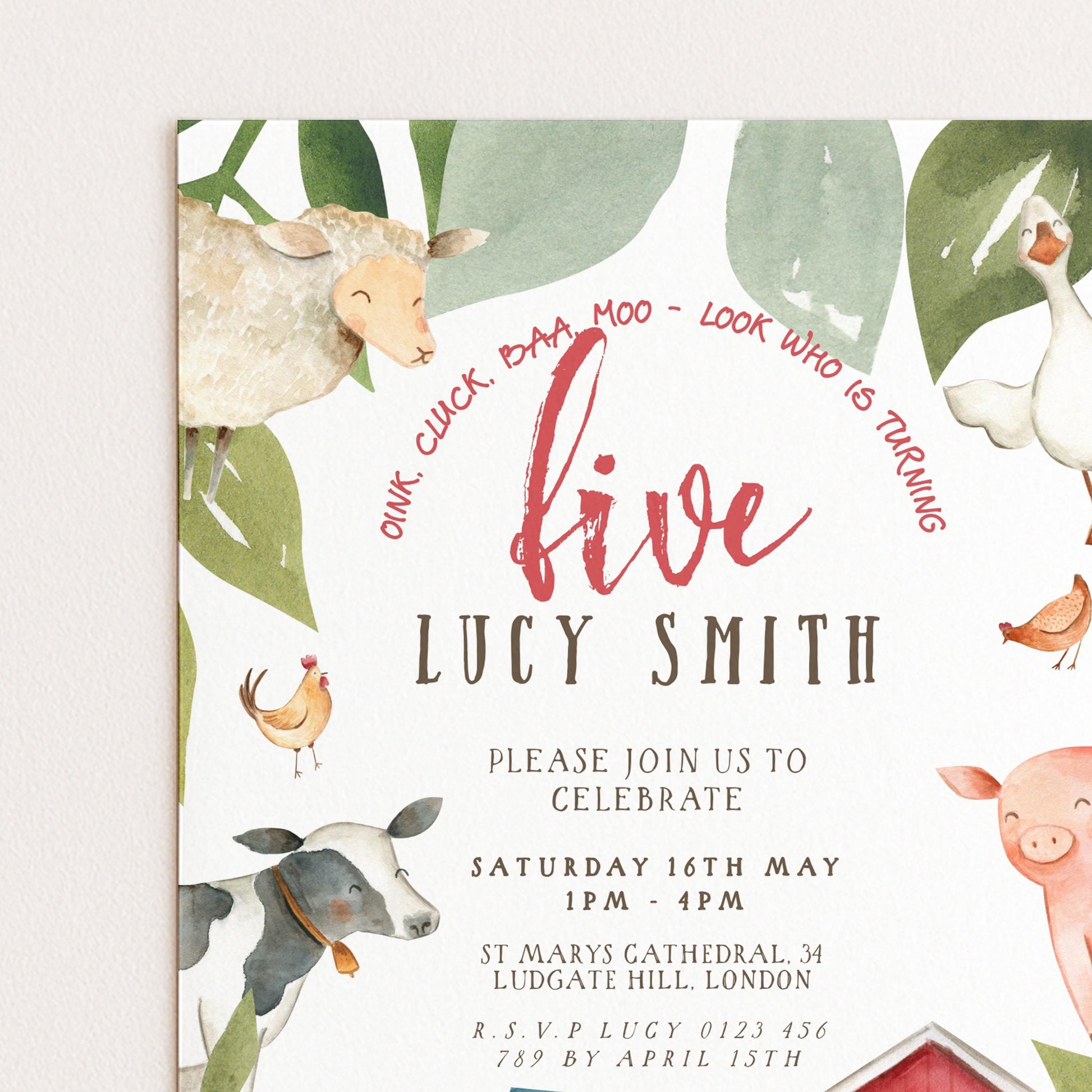 5th Birthday Invitation Farm Theme, Barnyard Animal Party Invite, Kids Farm Birthday, Tractor Party Editable Template FM56