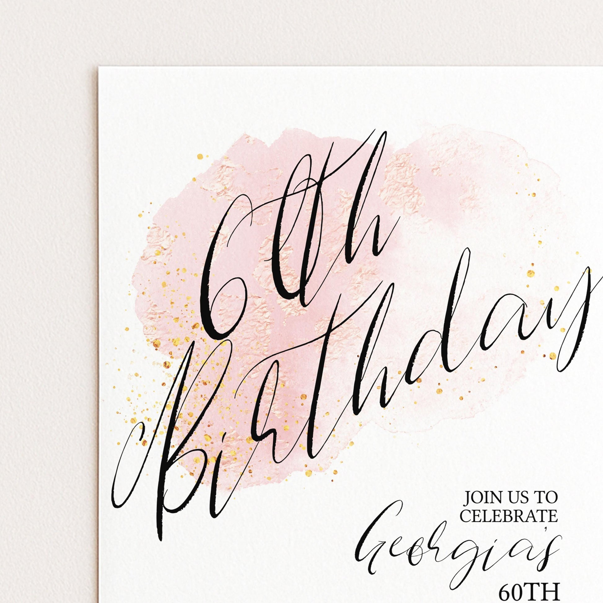 60th Birthday Invitation Editable Printable Rose Gold Blush Birthday Invitation Birthday Invite