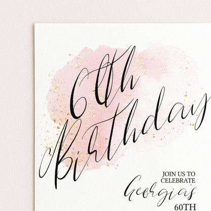 60th Birthday Invitation Editable Printable Rose Gold Blush Birthday Invitation Birthday Invite