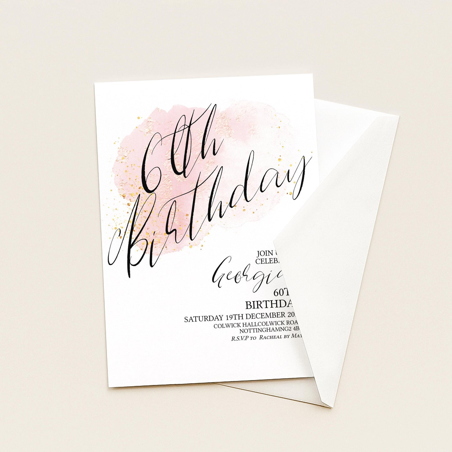 60th Birthday Invitation Editable Printable Rose Gold Blush Birthday Invitation Birthday Invite