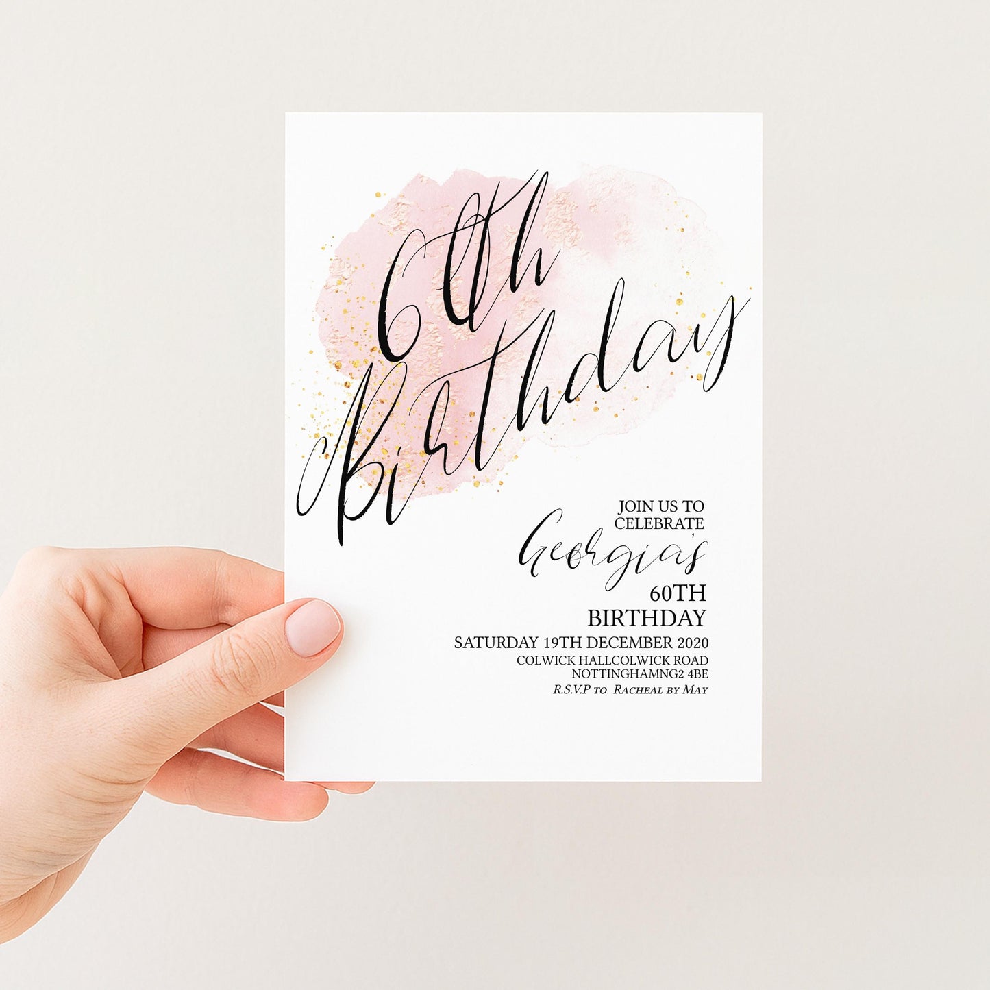 60th Birthday Invitation Editable Printable Rose Gold Blush Birthday Invitation Birthday Invite