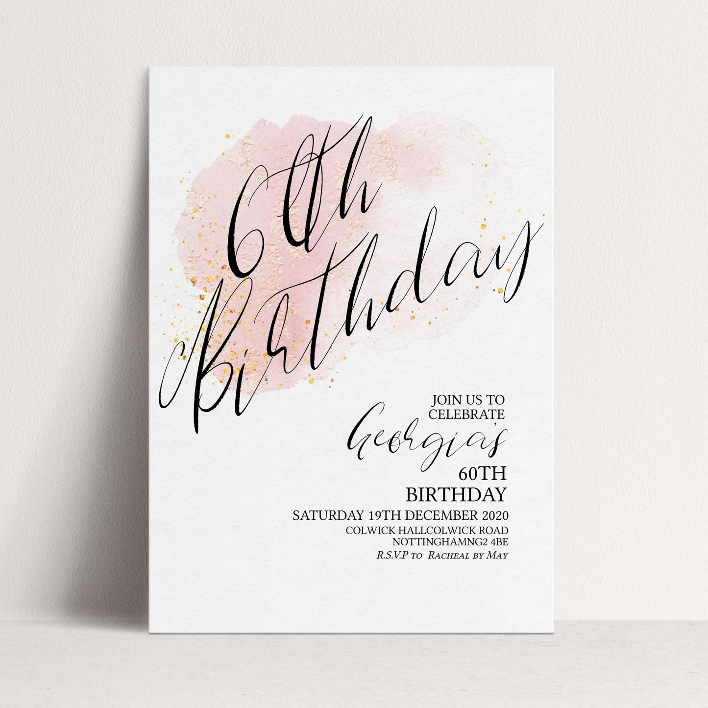 60th Birthday Invitation Editable Printable Rose Gold Blush Birthday Invitation Birthday Invite