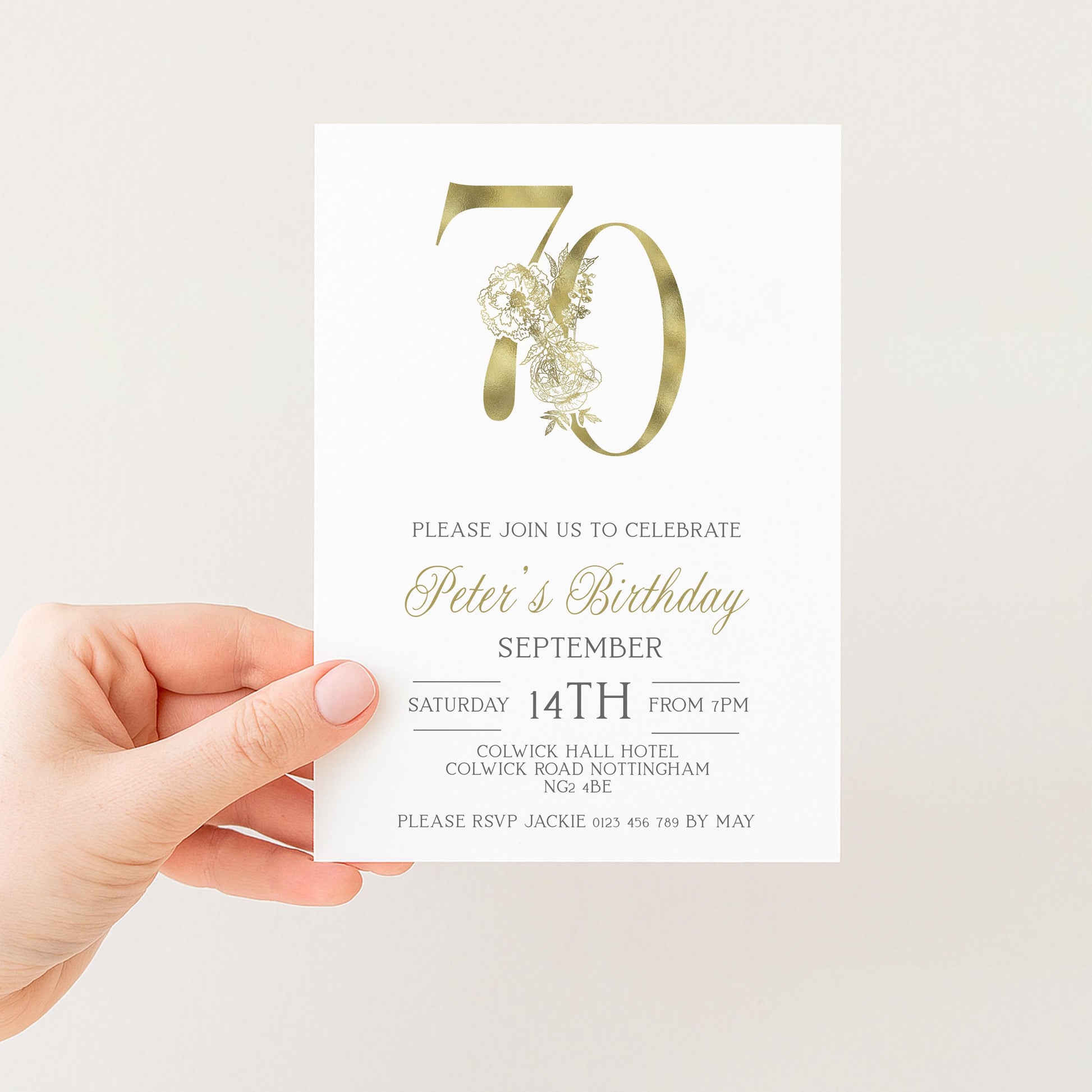 70th Invitation 70th Birthday Invitation Party Birthday Gold Numbers Instant Download Editable Invitation Printable Invitation