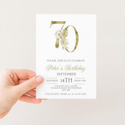 70th Invitation 70th Birthday Invitation Party Birthday Gold Numbers Instant Download Editable Invitation Printable Invitation