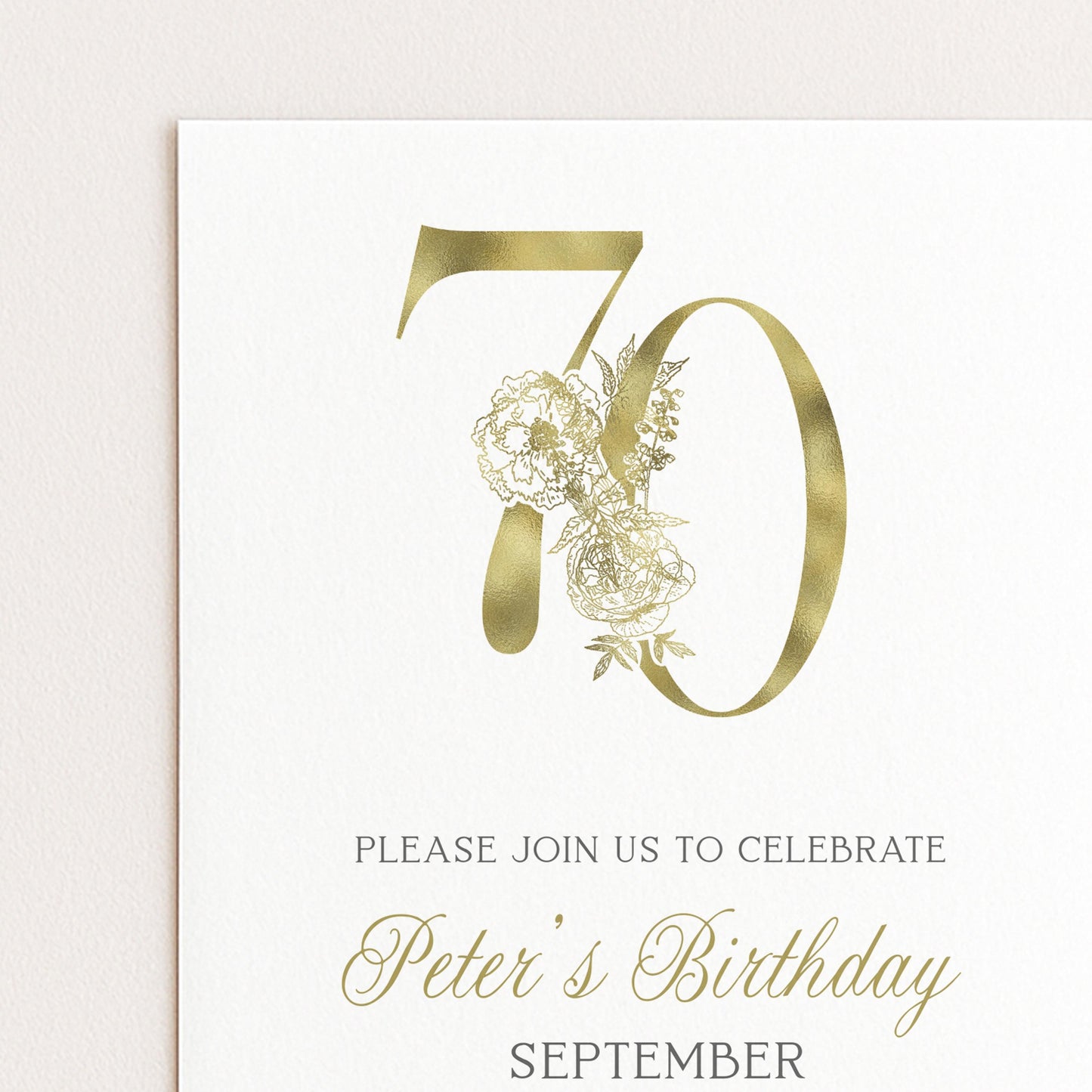 70th Invitation 70th Birthday Invitation Party Birthday Gold Numbers Instant Download Editable Invitation Printable Invitation