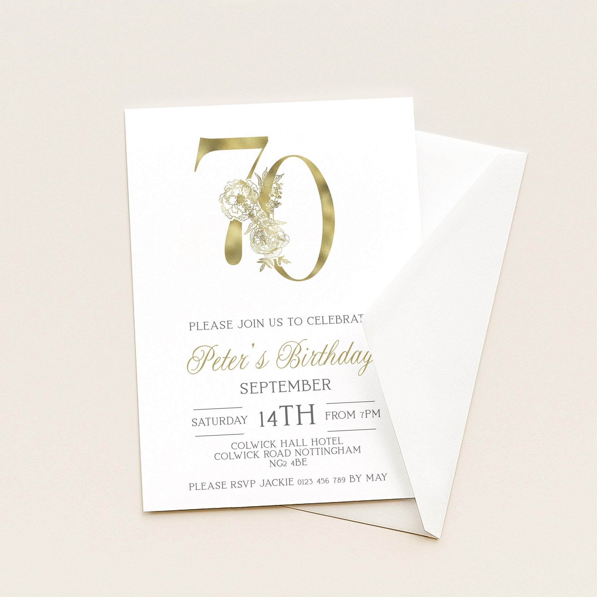 70th Invitation 70th Birthday Invitation Party Birthday Gold Numbers Instant Download Editable Invitation Printable Invitation