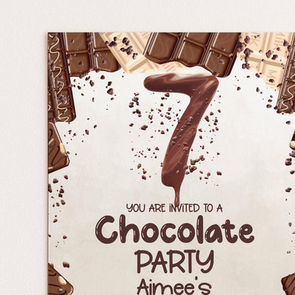 7th Chocolate Party Invitation Editable Instant Download Invite Template For Boy or For Girl Invite Printable Editable CH78