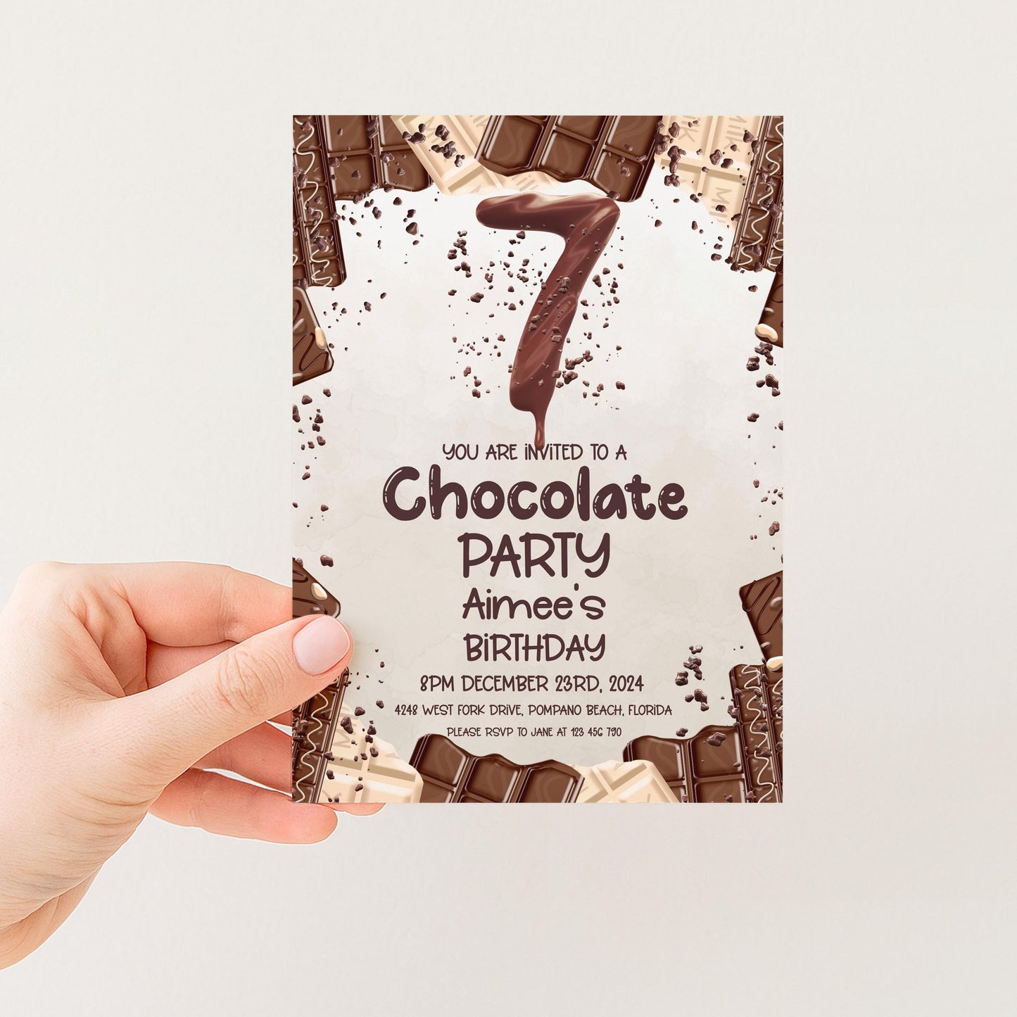 7th Chocolate Party Invitation Editable Instant Download Invite Template For Boy or For Girl Invite Printable Editable CH78