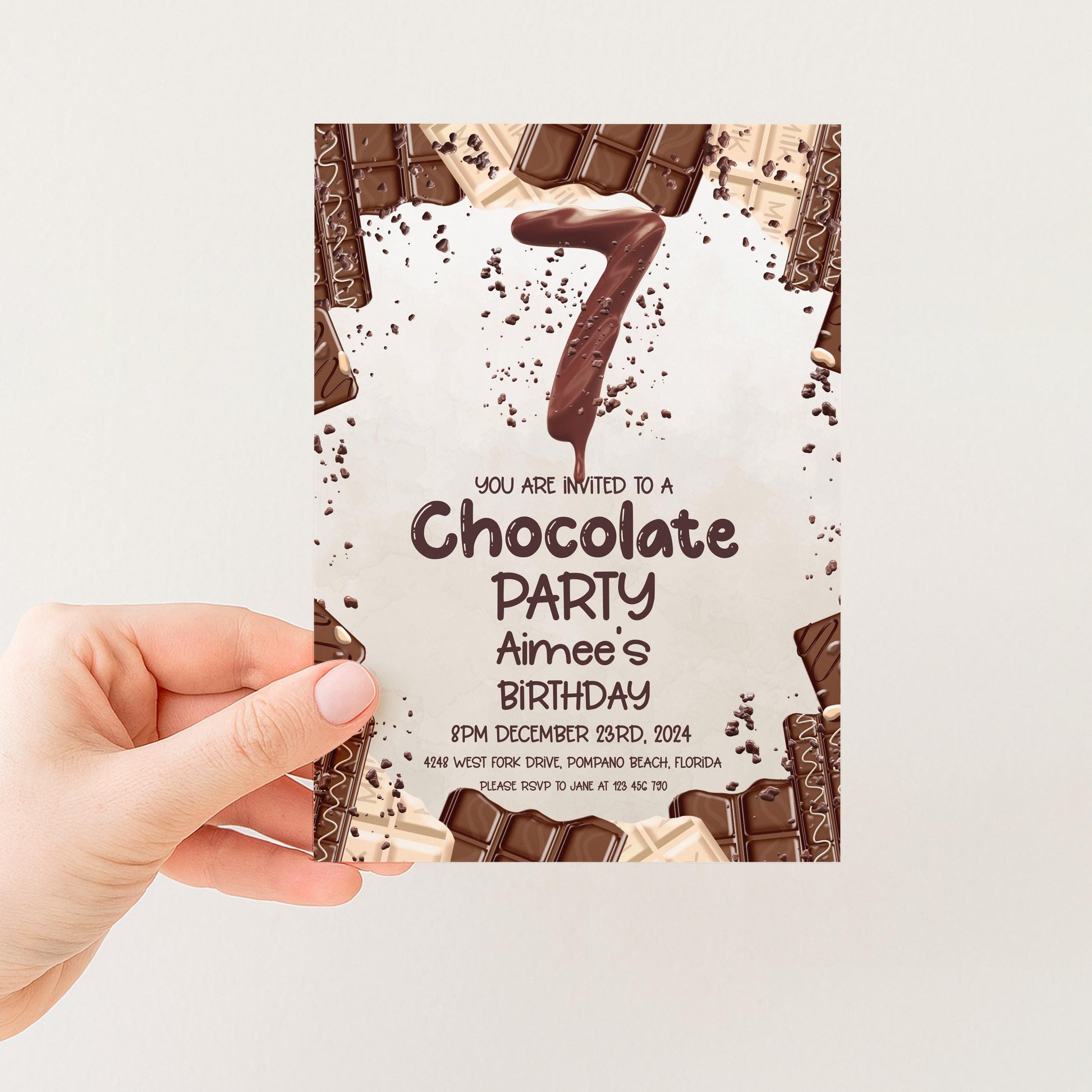 7th Chocolate Party Invitation Editable Instant Download Invite Template For Boy or For Girl Invite Printable Editable CH78