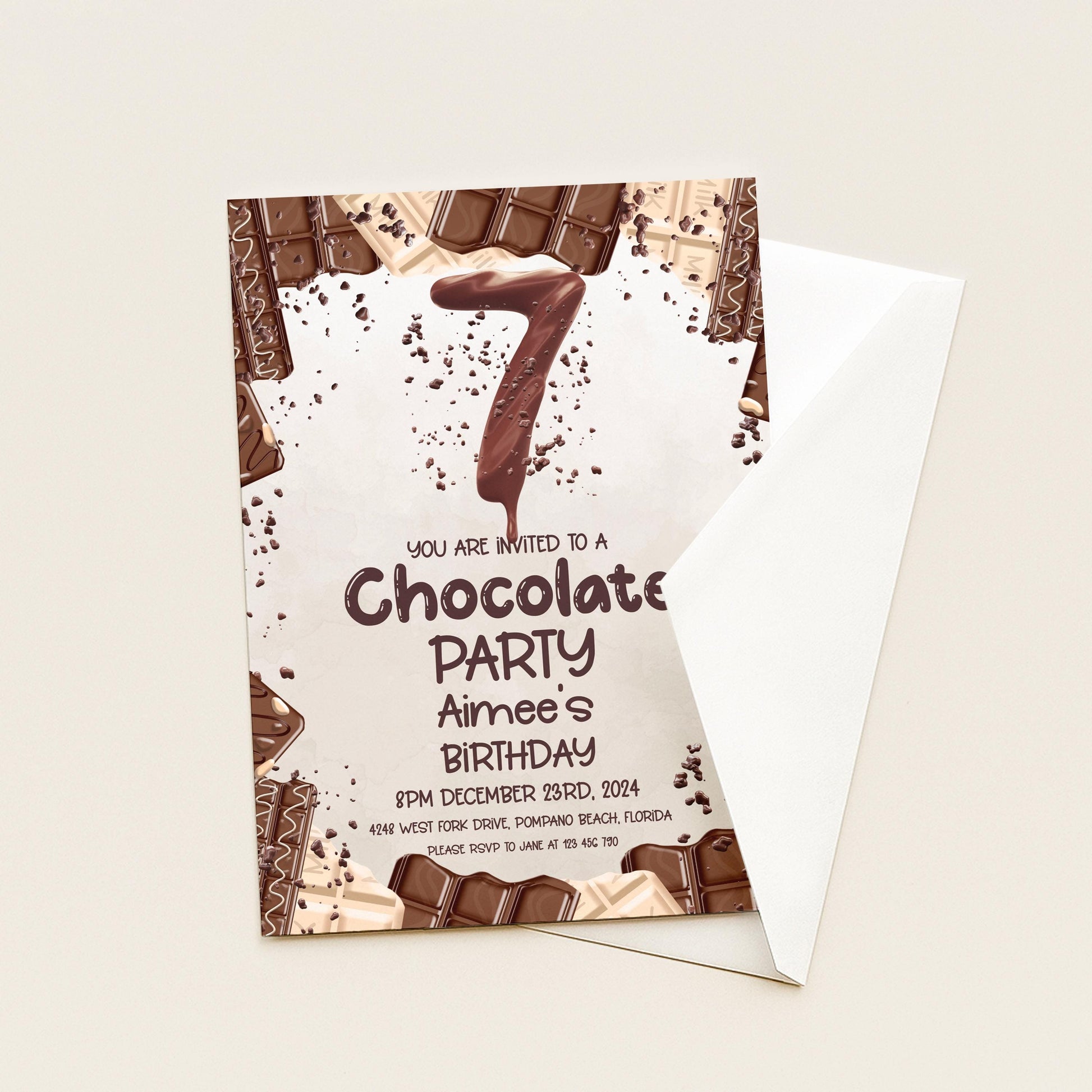 7th Chocolate Party Invitation Editable Instant Download Invite Template For Boy or For Girl Invite Printable Editable CH78