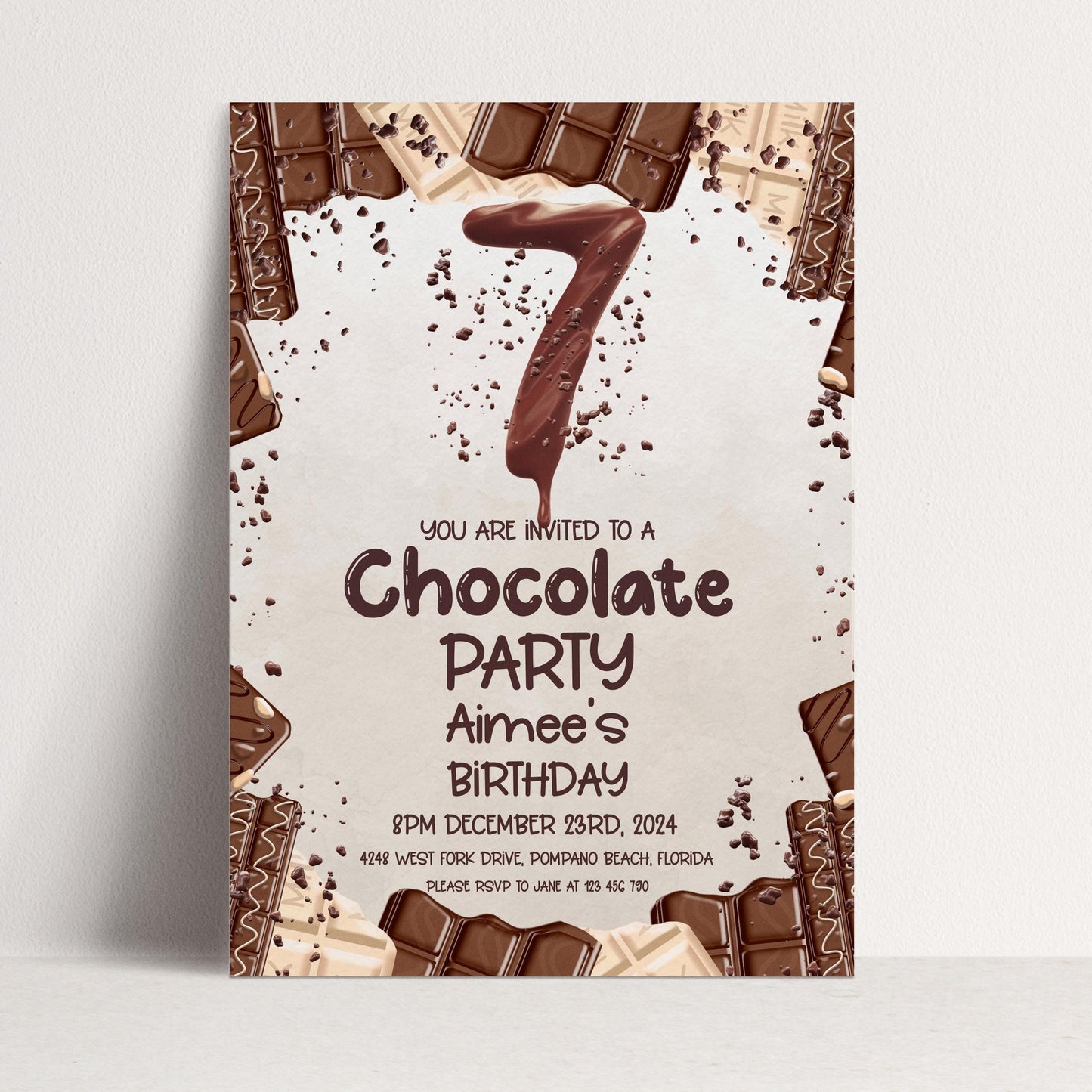 7th Chocolate Party Invitation Editable Instant Download Invite Template For Boy or For Girl Invite Printable Editable CH78