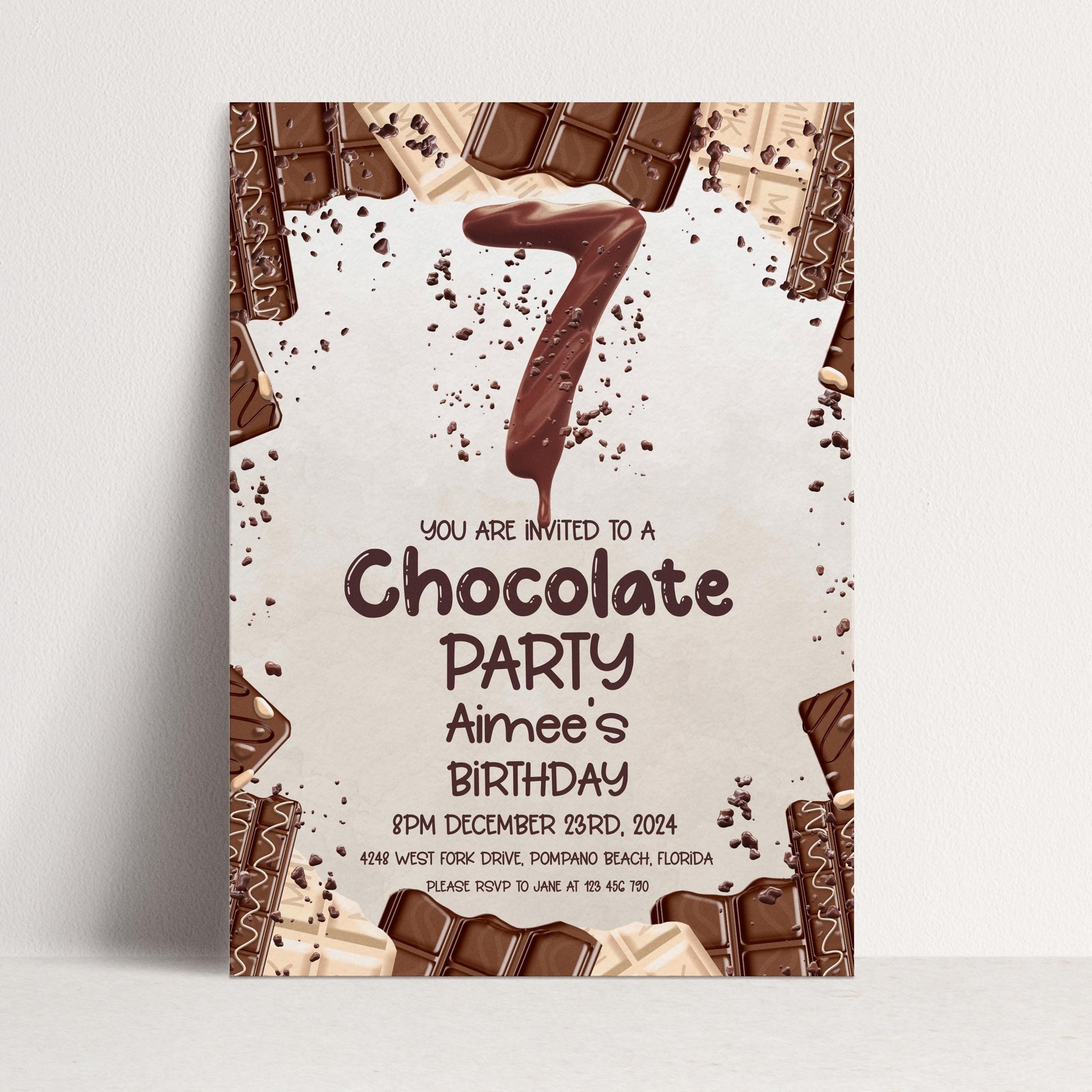7th Chocolate Party Invitation Editable Instant Download Invite Template For Boy or For Girl Invite Printable Editable CH78