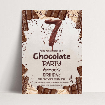 7th Chocolate Party Invitation Editable Instant Download Invite Template For Boy or For Girl Invite Printable Editable CH78