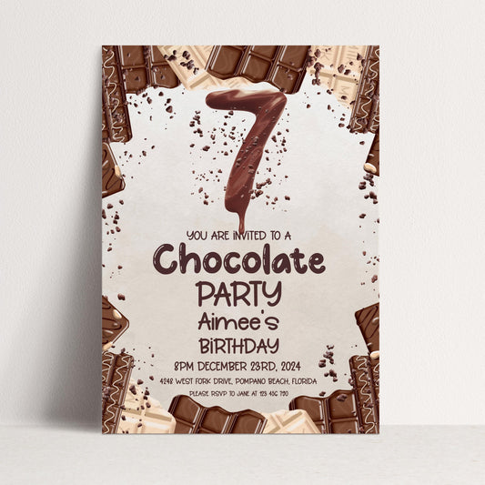 7th Chocolate Party Invitation Editable Instant Download Invite Template For Boy or For Girl Invite Printable Editable CH78