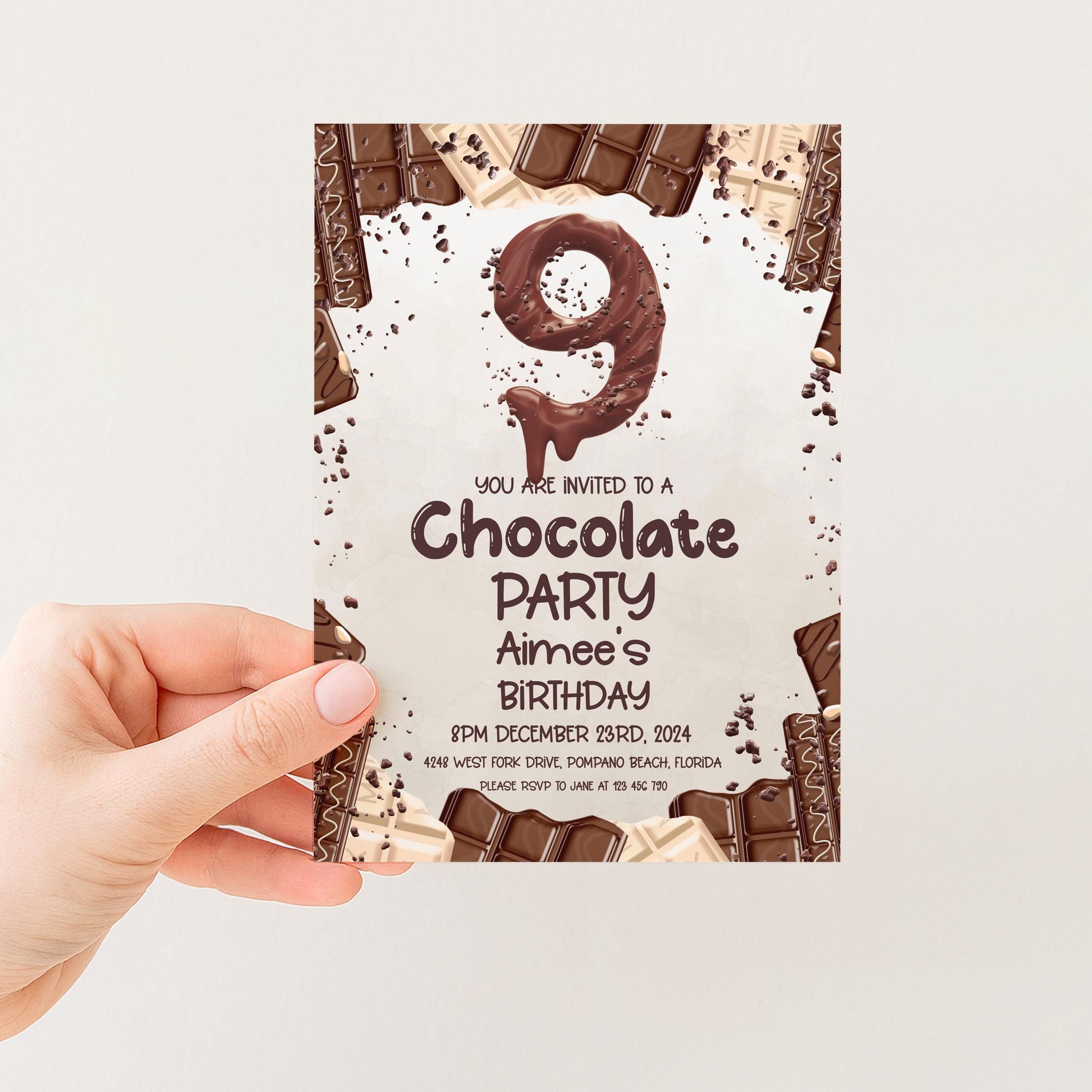 9th Chocolate Party Invitation Editable Instant Download Invite Template For Boy or For Girl Invite Printable Editable CH78