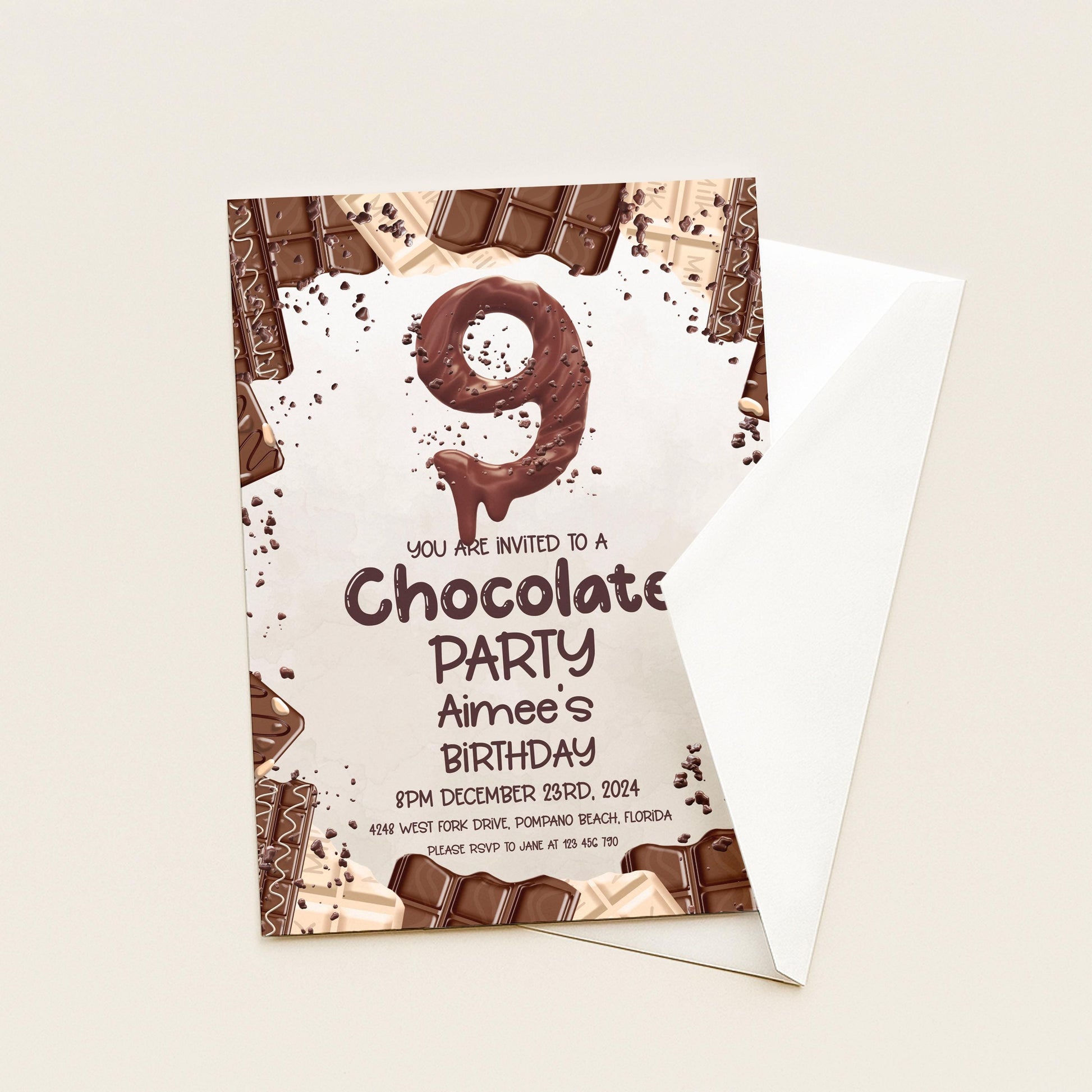 9th Chocolate Party Invitation Editable Instant Download Invite Template For Boy or For Girl Invite Printable Editable CH78